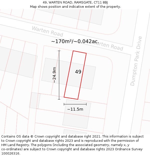 49, WARTEN ROAD, RAMSGATE, CT11 8BJ: Plot and title map