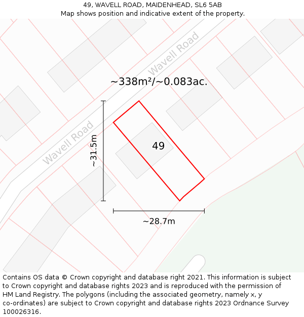 49, WAVELL ROAD, MAIDENHEAD, SL6 5AB: Plot and title map