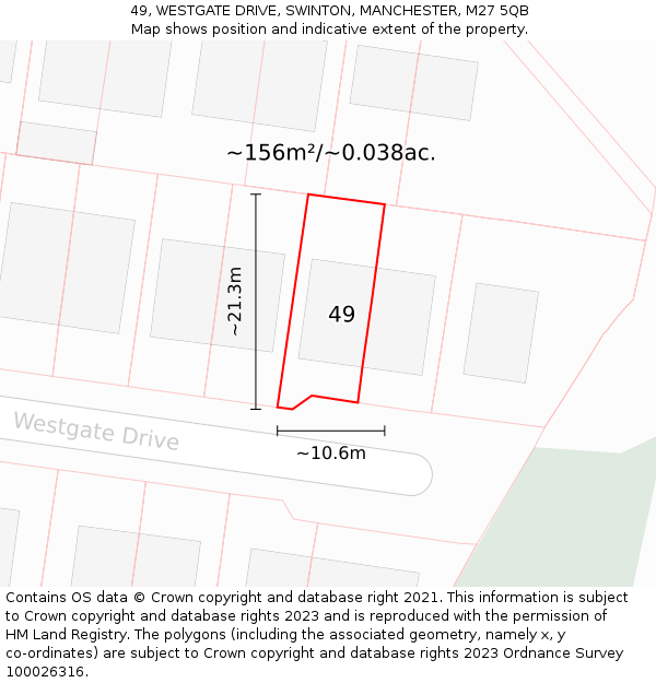 49, WESTGATE DRIVE, SWINTON, MANCHESTER, M27 5QB: Plot and title map