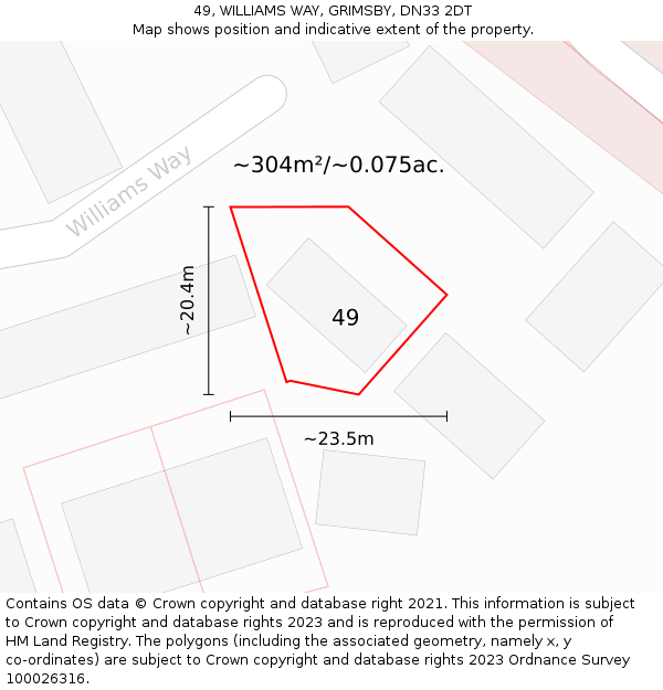49, WILLIAMS WAY, GRIMSBY, DN33 2DT: Plot and title map