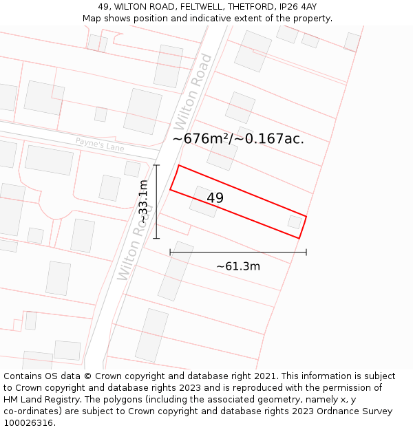 49, WILTON ROAD, FELTWELL, THETFORD, IP26 4AY: Plot and title map