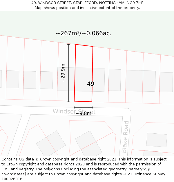 49, WINDSOR STREET, STAPLEFORD, NOTTINGHAM, NG9 7HE: Plot and title map