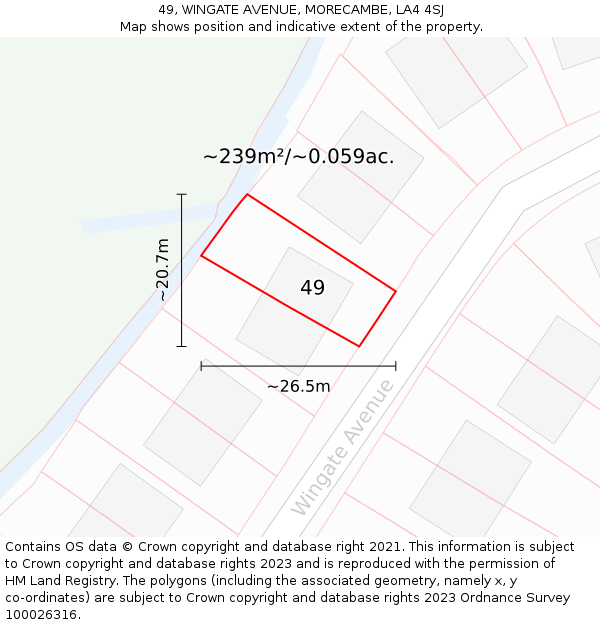 49, WINGATE AVENUE, MORECAMBE, LA4 4SJ: Plot and title map