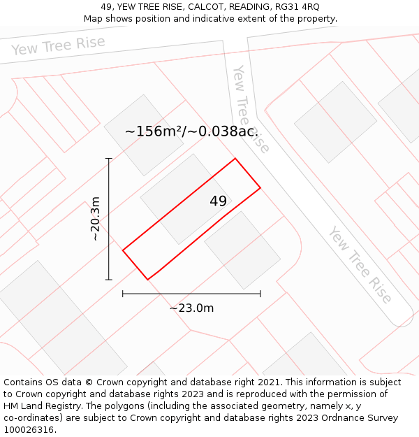 49, YEW TREE RISE, CALCOT, READING, RG31 4RQ: Plot and title map
