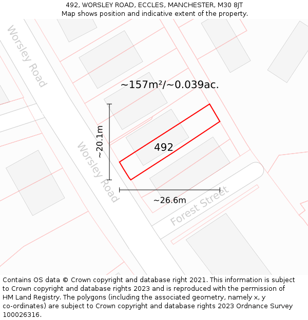 492, WORSLEY ROAD, ECCLES, MANCHESTER, M30 8JT: Plot and title map
