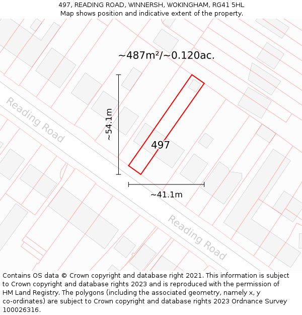 497, READING ROAD, WINNERSH, WOKINGHAM, RG41 5HL: Plot and title map