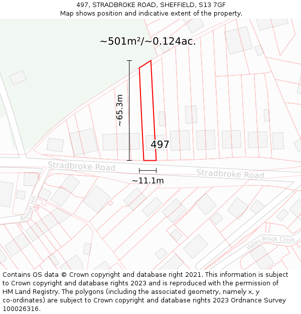 497, STRADBROKE ROAD, SHEFFIELD, S13 7GF: Plot and title map