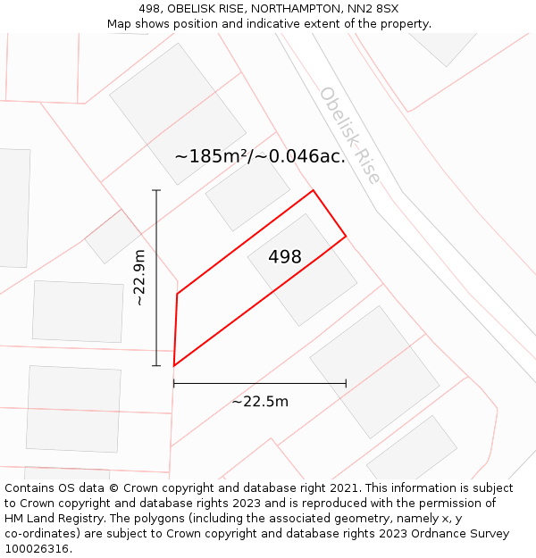 498, OBELISK RISE, NORTHAMPTON, NN2 8SX: Plot and title map