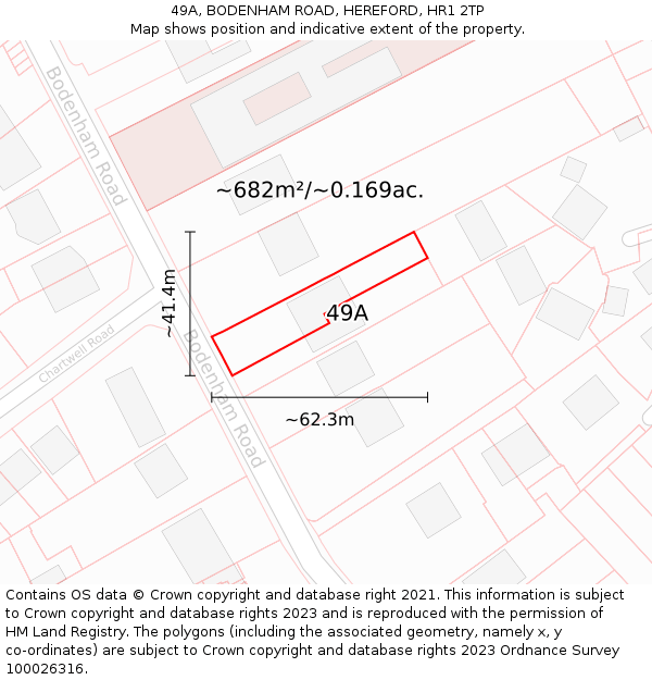 49A, BODENHAM ROAD, HEREFORD, HR1 2TP: Plot and title map