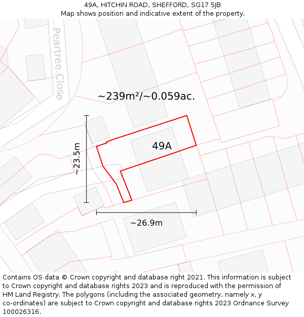 49A, HITCHIN ROAD, SHEFFORD, SG17 5JB: Plot and title map