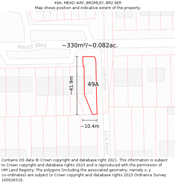 49A, MEAD WAY, BROMLEY, BR2 9ER: Plot and title map