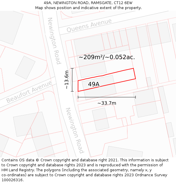 49A, NEWINGTON ROAD, RAMSGATE, CT12 6EW: Plot and title map