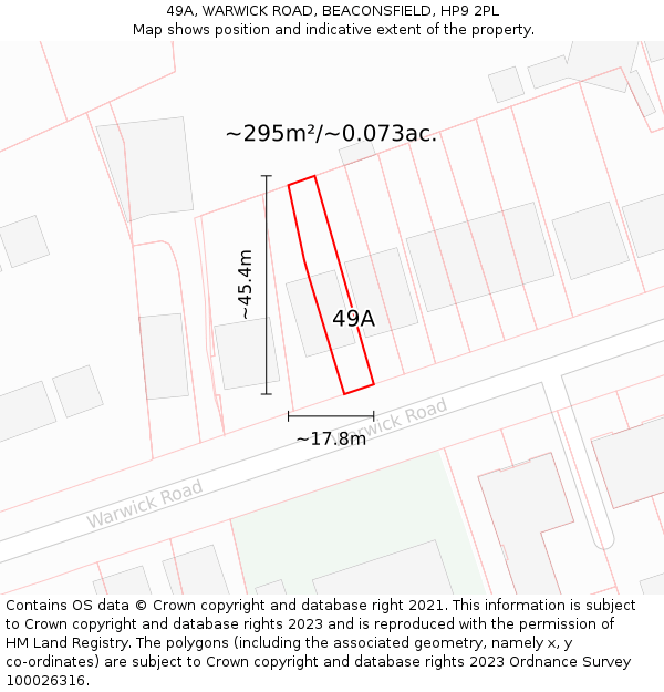 49A, WARWICK ROAD, BEACONSFIELD, HP9 2PL: Plot and title map