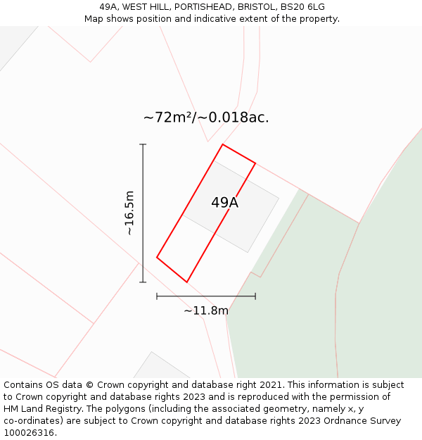 49A, WEST HILL, PORTISHEAD, BRISTOL, BS20 6LG: Plot and title map