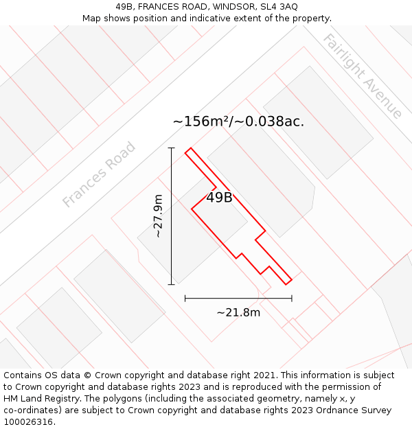 49B, FRANCES ROAD, WINDSOR, SL4 3AQ: Plot and title map