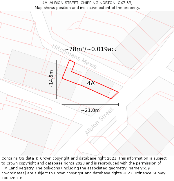 4A, ALBION STREET, CHIPPING NORTON, OX7 5BJ: Plot and title map