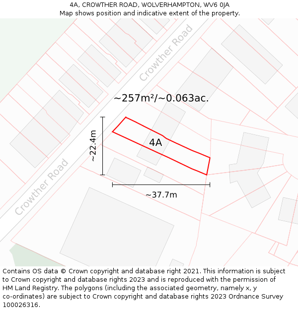 4A, CROWTHER ROAD, WOLVERHAMPTON, WV6 0JA: Plot and title map