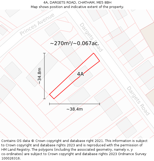 4A, DARGETS ROAD, CHATHAM, ME5 8BH: Plot and title map