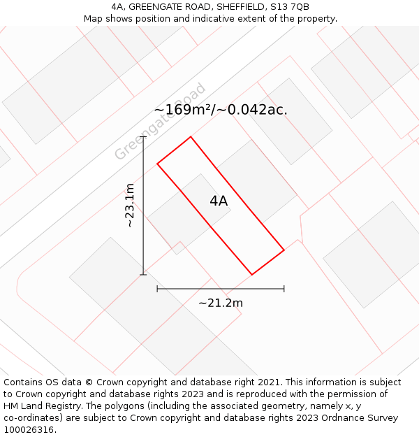 4A, GREENGATE ROAD, SHEFFIELD, S13 7QB: Plot and title map