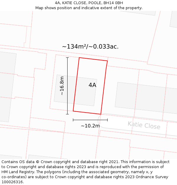 4A, KATIE CLOSE, POOLE, BH14 0BH: Plot and title map