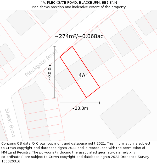 4A, PLECKGATE ROAD, BLACKBURN, BB1 8NN: Plot and title map