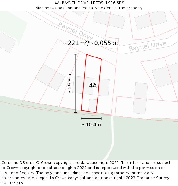 4A, RAYNEL DRIVE, LEEDS, LS16 6BS: Plot and title map