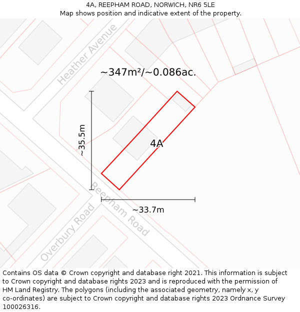 4A, REEPHAM ROAD, NORWICH, NR6 5LE: Plot and title map