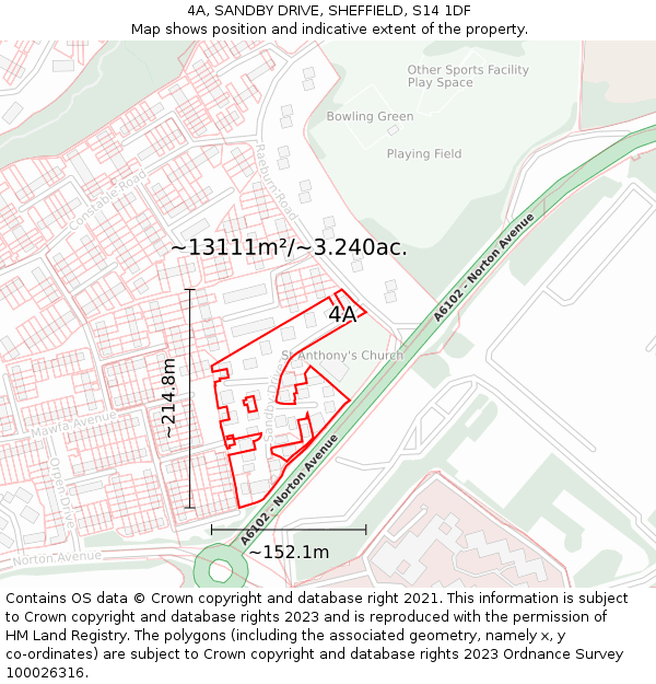 4A, SANDBY DRIVE, SHEFFIELD, S14 1DF: Plot and title map