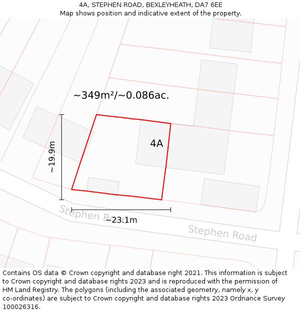 4A, STEPHEN ROAD, BEXLEYHEATH, DA7 6EE: Plot and title map