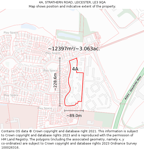 4A, STRATHERN ROAD, LEICESTER, LE3 9QA: Plot and title map