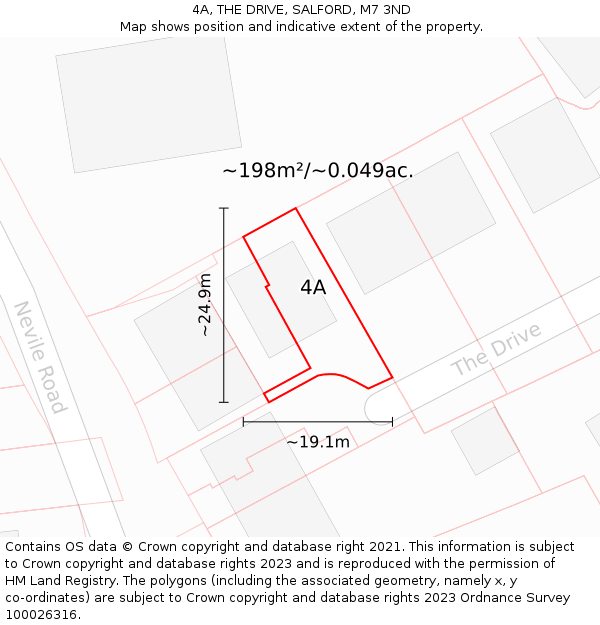 4A, THE DRIVE, SALFORD, M7 3ND: Plot and title map