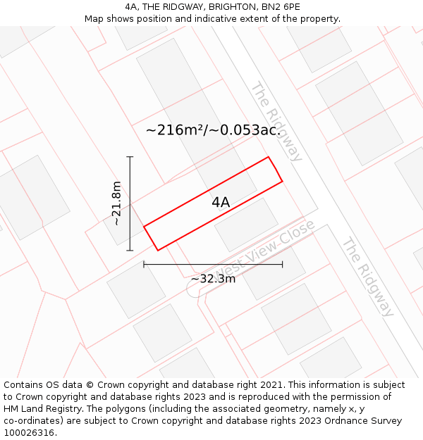 4A, THE RIDGWAY, BRIGHTON, BN2 6PE: Plot and title map