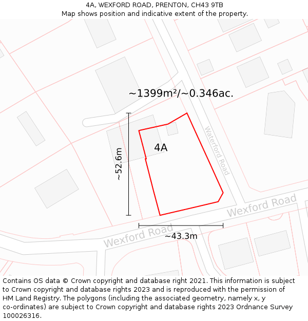 4A, WEXFORD ROAD, PRENTON, CH43 9TB: Plot and title map