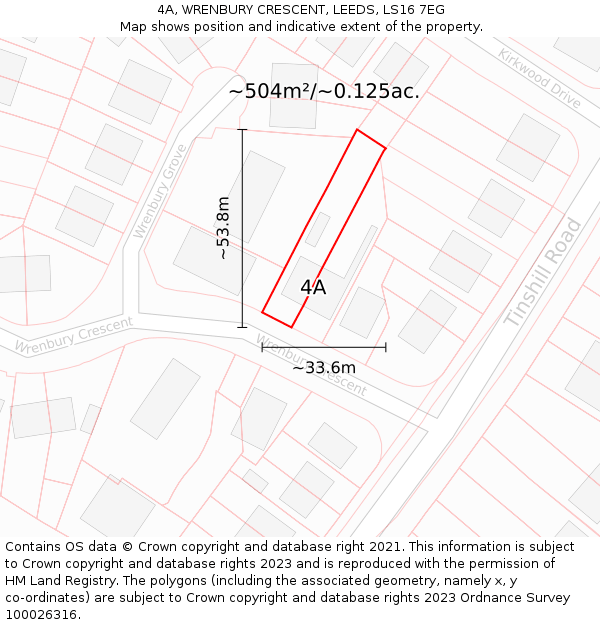 4A, WRENBURY CRESCENT, LEEDS, LS16 7EG: Plot and title map