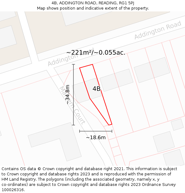 4B, ADDINGTON ROAD, READING, RG1 5PJ: Plot and title map