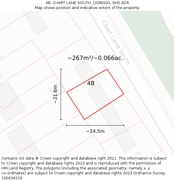 4B, CHART LANE SOUTH, DORKING, RH5 4DA: Plot and title map