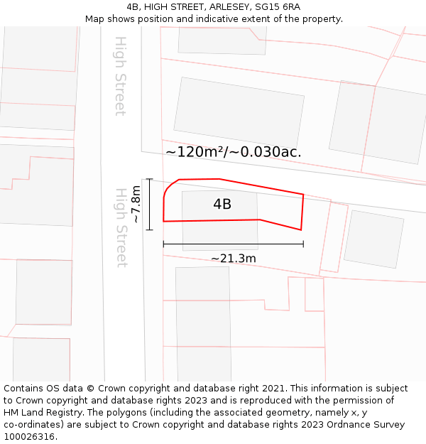 4B, HIGH STREET, ARLESEY, SG15 6RA: Plot and title map