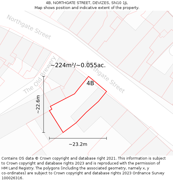 4B, NORTHGATE STREET, DEVIZES, SN10 1JL: Plot and title map