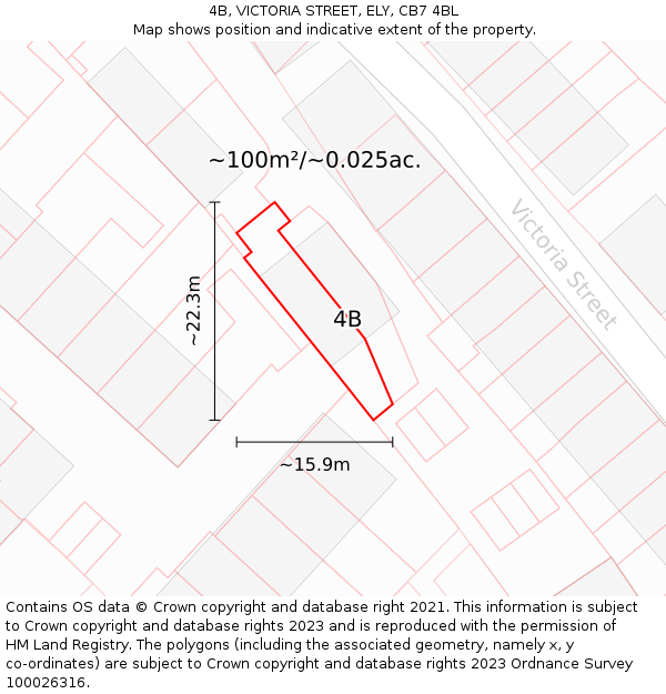 4B, VICTORIA STREET, ELY, CB7 4BL: Plot and title map