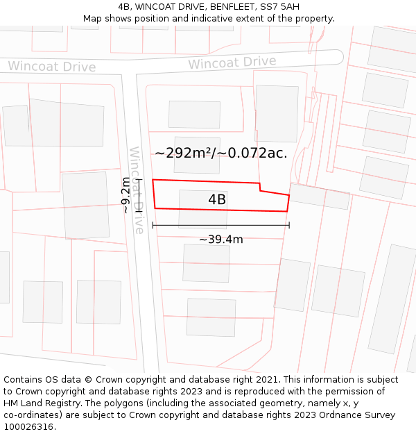 4B, WINCOAT DRIVE, BENFLEET, SS7 5AH: Plot and title map