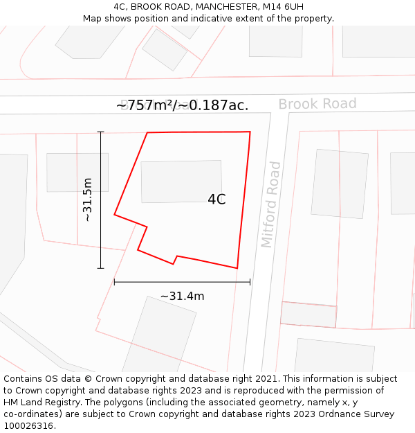 4C, BROOK ROAD, MANCHESTER, M14 6UH: Plot and title map