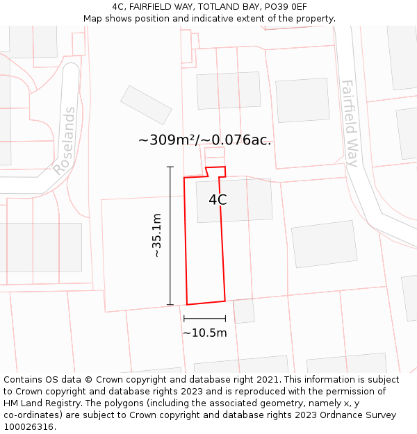 4C, FAIRFIELD WAY, TOTLAND BAY, PO39 0EF: Plot and title map