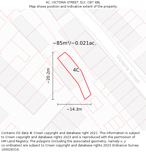 4C, VICTORIA STREET, ELY, CB7 4BL: Plot and title map