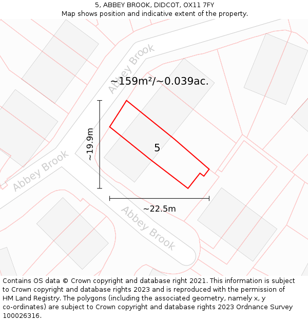 5, ABBEY BROOK, DIDCOT, OX11 7FY: Plot and title map