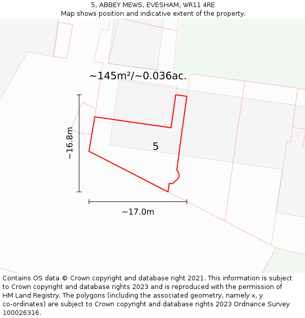 5, ABBEY MEWS, EVESHAM, WR11 4RE: Plot and title map