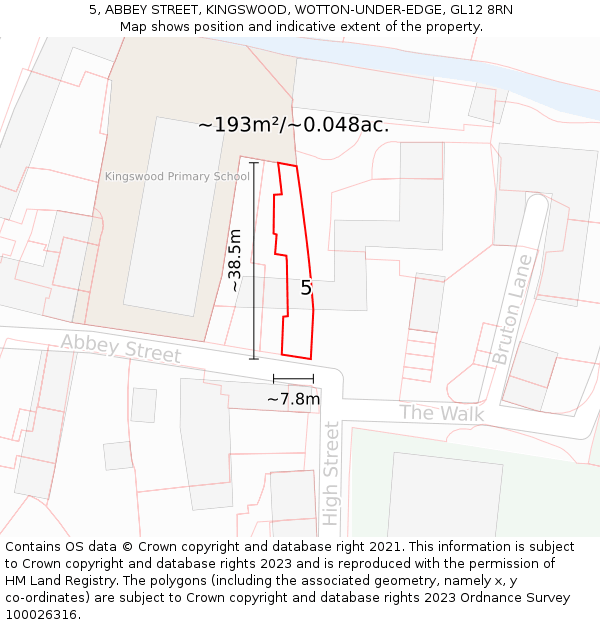 5, ABBEY STREET, KINGSWOOD, WOTTON-UNDER-EDGE, GL12 8RN: Plot and title map