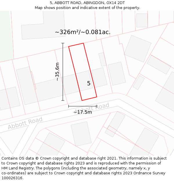 5, ABBOTT ROAD, ABINGDON, OX14 2DT: Plot and title map