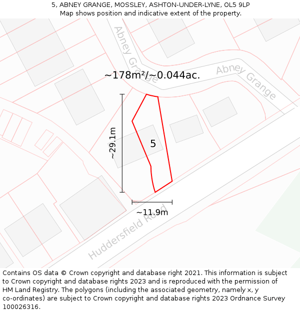 5, ABNEY GRANGE, MOSSLEY, ASHTON-UNDER-LYNE, OL5 9LP: Plot and title map
