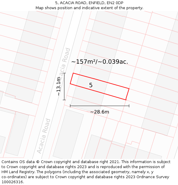 5, ACACIA ROAD, ENFIELD, EN2 0DP: Plot and title map
