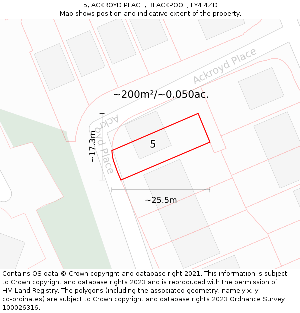5, ACKROYD PLACE, BLACKPOOL, FY4 4ZD: Plot and title map